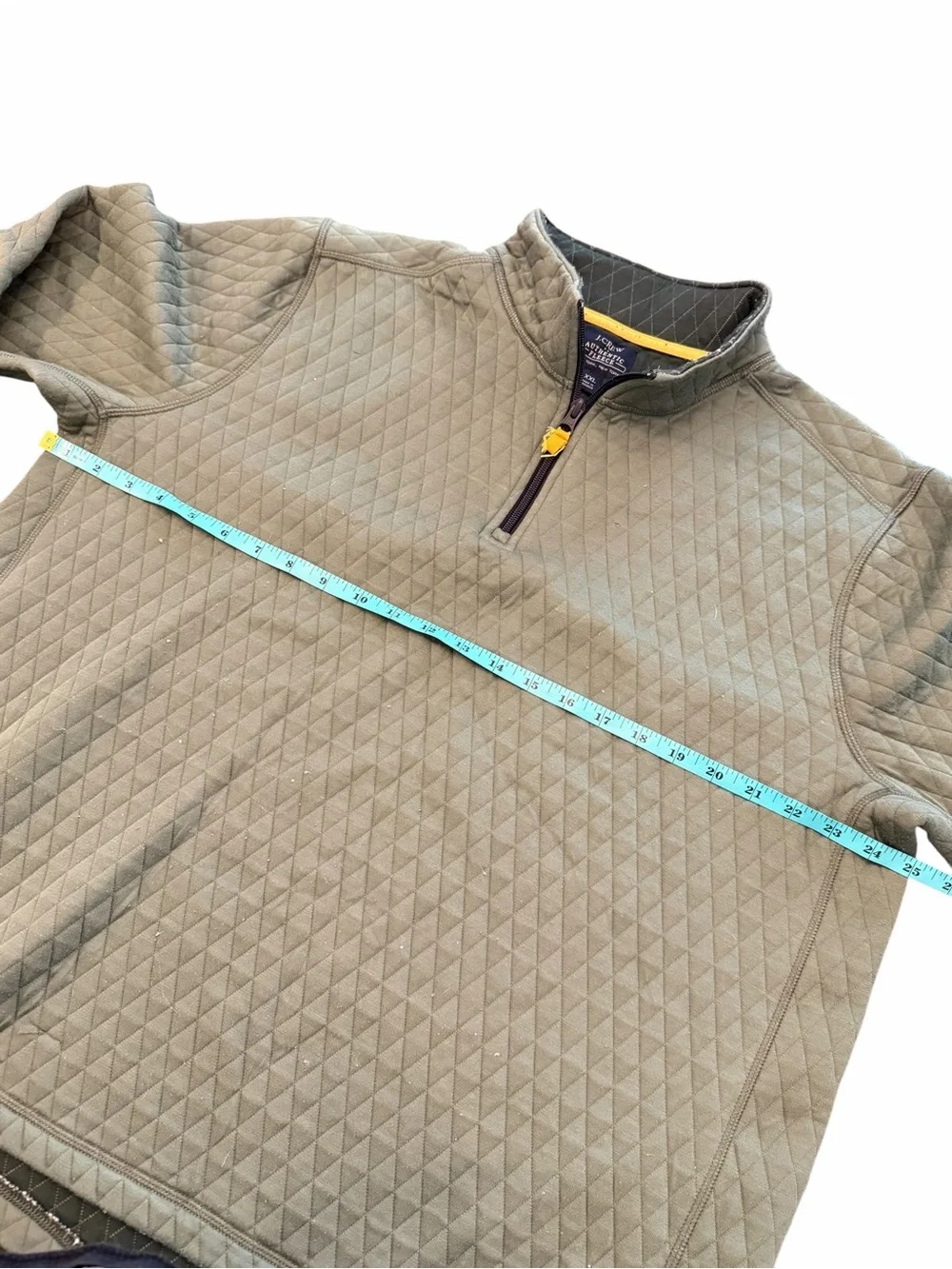 J.Crew Pullover Men Quilted Authentic Fleece Quarter Zip Green Outdoor XXL